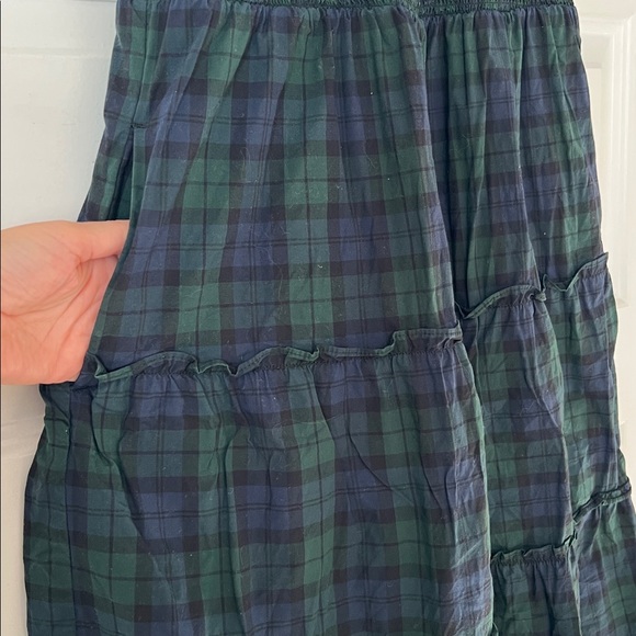 [J Crew] Navy Tartan Plaid Cotton Smocked Tiered Midi Nap Dress - Picture 4 of 7
